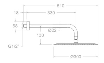 Верхний душ Ramonsoler настенный круглый нержавеющая сталь золото BHRM300OC