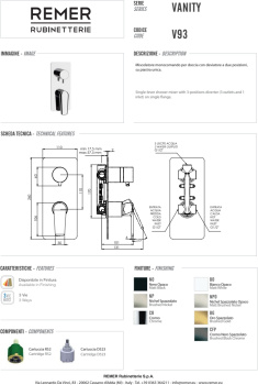 Смеситель для душа Remer Vanity  хром V93