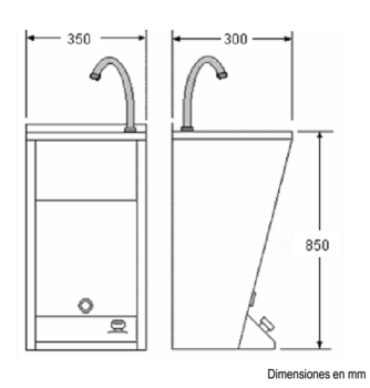 Умывальник Nofer компактный с пьедесталом и кнопкой для включения подачи воды 13044.MINI