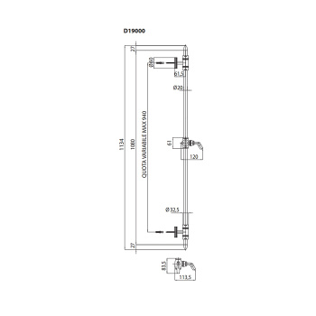Bossini Liberty Душевой гарнитур с штангой, ручным душем и шлангом, цвет: хром D19001.030