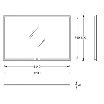 Зеркало MIO прямоугольное с диером Kerama Marazzi 120 белое MIO.mi.120\WHT
