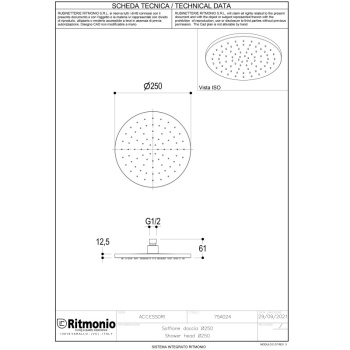 Верхний душ Ritmonio Shower D25 см хром 75A024CRL