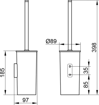 Ершик для унитаза Keuco Moll 12764010101 хром\черный\серый