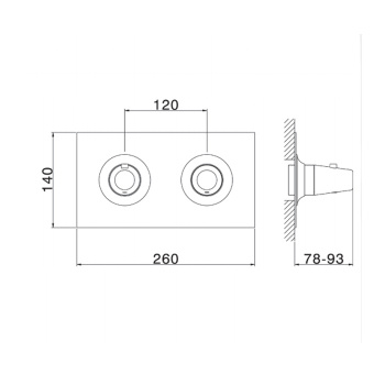 Смеситель встраиваемый для душа Cisal Vita на 2 выхода (без встраиваемой части ZA019140), хром VI01914021