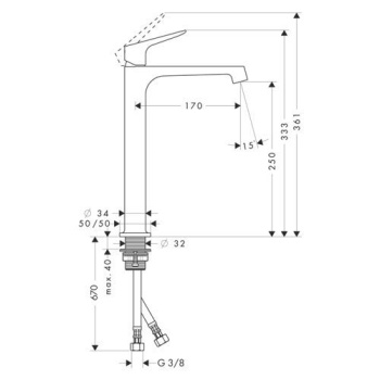Смеситель для раковины Axor Citterio M 34127000 хром