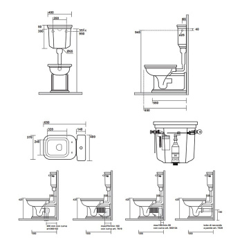 Бачок для унитаза Kerasan Waldorf с боковым отверстием для ручки механизма, для монтажа с низкой трубой, без трубы и механизма слива, белый 418301