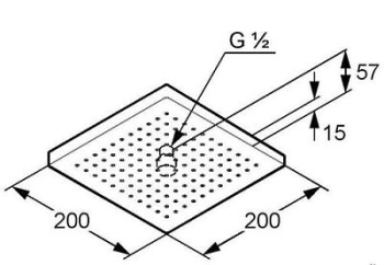 KLUDI 6653005-00 A-QA Верхний душ 200х200 мм, 1 режим, ½