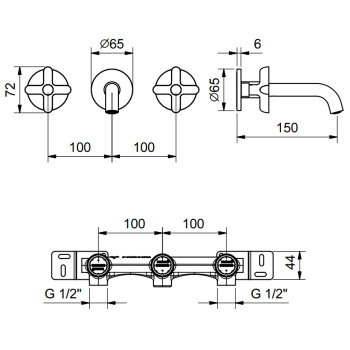 Смеситель для раковины Fantini Icona Classic 53 02 R010B хром