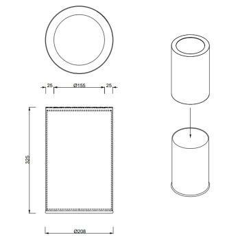 Ведро для мусора со вставкой из нерж стали Decor Walther Rooms 32х20х20 Gold 615020