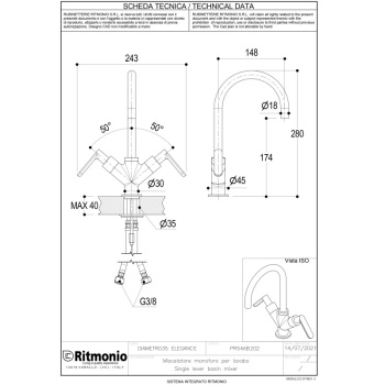 Смеситель для раковины Ritmonio Diametro35 Elegance PR54AB202CRL хром