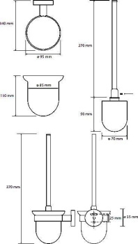 Ёршик подвесной Bemeta Hematit 159113017, стекло, щётка ч?рная