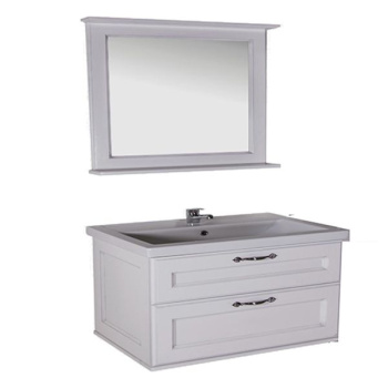 Тумба под раковину ASB-Woodline Прато 100см белая c серебряной патиной 9651