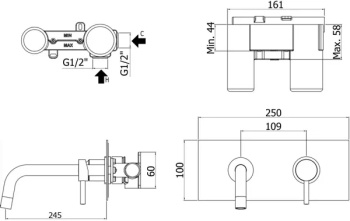 Смеситель для душа Paffoni Tilt TI019ST/M (с внутренней частью)