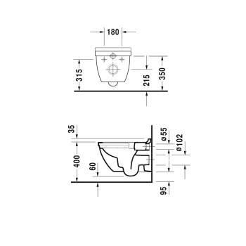 Чаша подвесного унитаза Duravit Starck 3 25270900001 с креплением Durafix, с WG белый