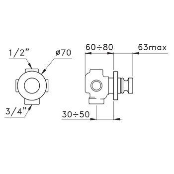 Встраиваемый переключатель для ванны/душа Stella Aster 0/150, хром AT 01200 CR00