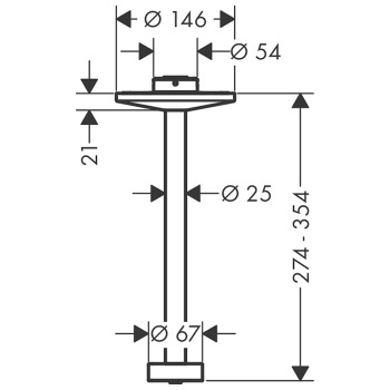 Axor One Потолочное подсоединение 300 мм для верх.душа 2j, цвет: черный матовый 48496670