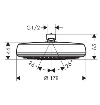 Hansgrohe 26 576 000 Crometta Верхний душ Ø180 мм, 1 режим Rain, 21 л/мин, пластик