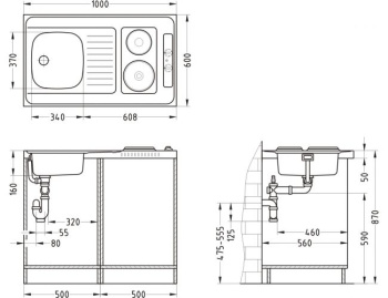 Oдинарный Сифон FI 114 POP UP с вертикальным переливом для гранитных моек