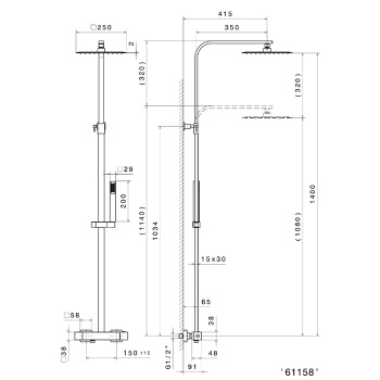 Душевая колонна FUTURA с термостатическим смесителем Kerama Marazzi черный матовый 61158KM.01.093