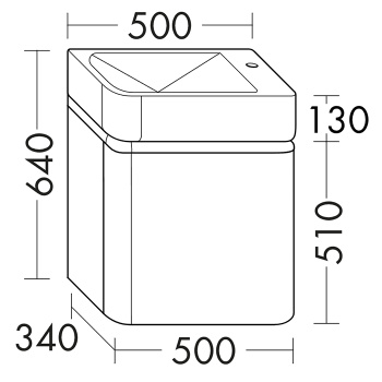 Burgbad B.ME Комплект мебели 50х34х64см., Sx, подвесной, 1 дверца, с 1 отв., цвет: белый матовый SGU