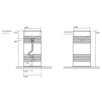Раковина свободностоящая Kerasan Artwork Barrel d 45,H 90, слив в пол, сифон, Blu cobalto lucido 4742K77