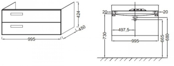 Тумба под раковину подвесная 99.5x45 см Jacob Delafon Rythmik EB1304-G97 бежевый глянцевый