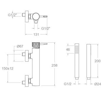 Смеситель для душа Ramonsoler Odisea с душевым комплектом joya графит 590801DGR