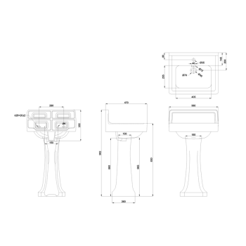 Подвесная раковина Burlington Contemporary B1 UP 1TH белый
