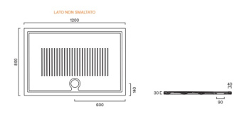 Душевой поддон 120×80 Catalano H3 Ceramic Bianco lucido 7041280001