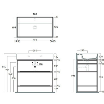 Тумба под раковину напольная Simas Agile AGSA81 81x72 см черный