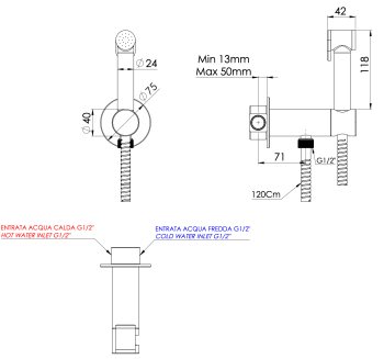 Гигиенический душ Daniel Tokyo TX647P4DC15 чёрный матовый