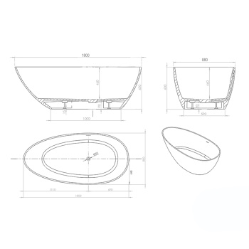 Ванна из искусственного камня KNIEF Grace 180x88 0600-700-01