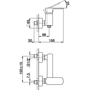 Смеситель для душа Cisal Roadster однорычажный, настенный, хром RR00044021 Акция