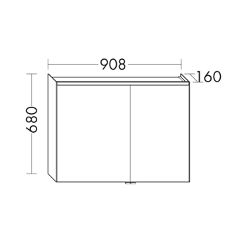 BURGBAD Iveo  Зеркальный шкаф с подсветкой , 90.8х68х16см, свет. 1 выкл. стекл полки, 2 зеркальн двери с обеих сторон, зеркальная поверхность SPHY090R
