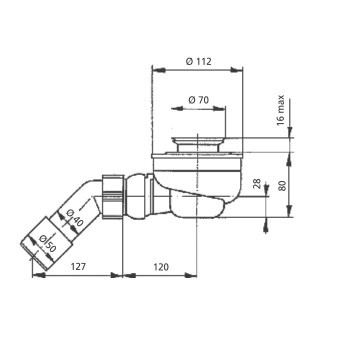 Сифон для поддона Sanit 821/50 F со слив. отверстием 52мм, без декоративной крышки, 34.036.00..0000