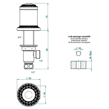 Вентиль смесителя для раковины THG Malmaison Metal U93-D14-35 состаренный никель