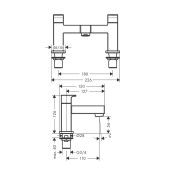 Смеситель на борт ванны Hansgrohe Vernis Shape 71452000, хром