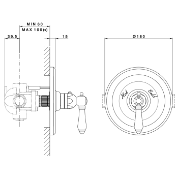 Смеситель для душа Nicolazzi El Capitan Внешняя часть термостата без запорного вентиля на 3/4 4914CR69