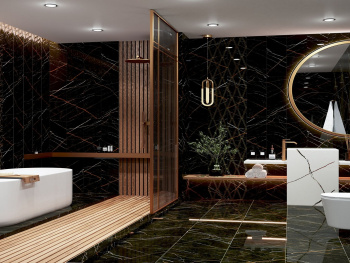 Керамическая плитка Eletto Ceramica Black&Gold Floor 42x42 см 508113001