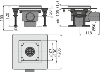 Трап для душа Alcaplast APV130 без решетки