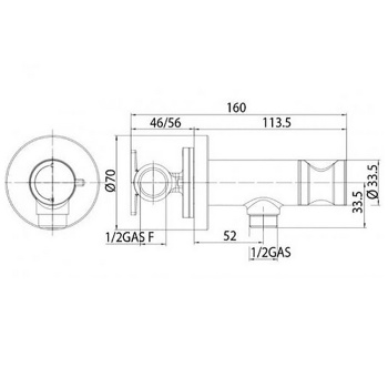 Bossini Paloma Brass Комплект гигиенический: прогрессивный смеситель,лейка с клапаном подачи воды, ш