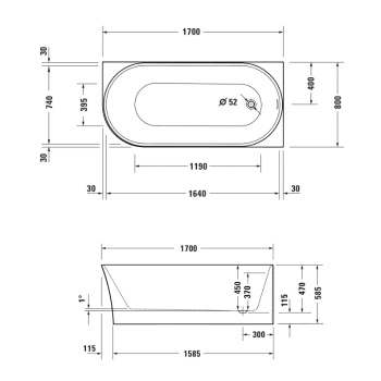 Акриловая ванна Duravit 170x80 700581000000000
