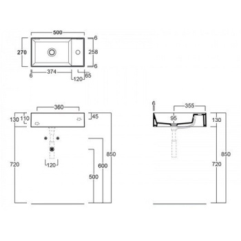 Раковина подвесная/накладная Simas Agile AG 50 nero 50 см левая черный