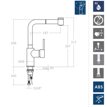 Смеситель для кухни Ramonsoler Drako с выдвижной лейкой 331902H2