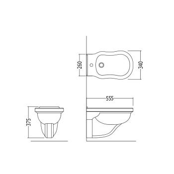 Биде подвесное Devon&Devon Blues 55х34.0 с 1 отверстиями под смеситель белый IBBID1FSBLUES