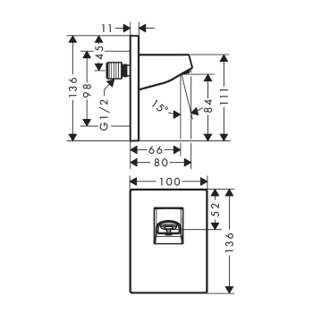 AX  Pulsify Держатель верхнего душа 105, цвет белый матовый