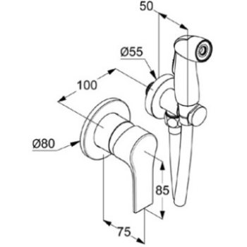 Гигиенический душ Kludi Bozz 489980565 со смесителем и скрытой частью