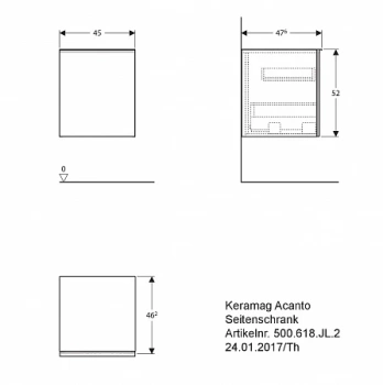 Боковой шкаф 45 см Geberit (Keramag) Acanto 500.618.JL.2