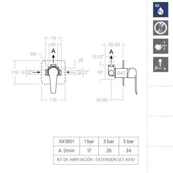 Смеситель для душа Ramonsoler Ypsilon встраиваемый на 1 выход plus 641801S