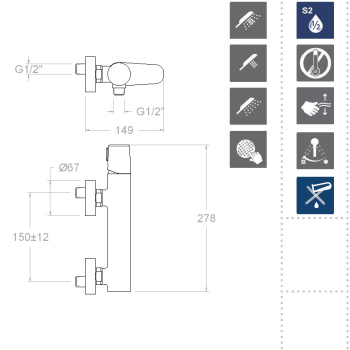 Смеситель для душа Ramonsoler Tzar с душевым комплектом чёрный 340801BTNM